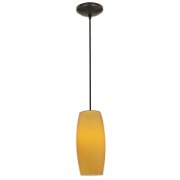 Foto para 11w Cognac E-26 A-19 LED Dry Location Oil Rubbed Bronze Amber Cord Glass Pendant (CAN 1.25"Ø5.25")