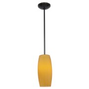 Foto para 11w Cognac E-26 A-19 LED Dry Location Oil Rubbed Bronze Amber Rod Glass Pendant (CAN 1.25"Ø5.25")