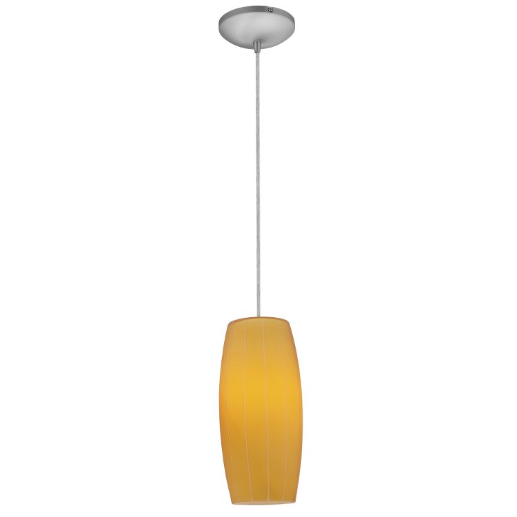Foto para 12w Cognac SSL 90CRI LED Dry Location Brushed Steel White Cord Glass Pendant (CAN 1.25"Ø5.25")