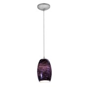 Foto para 11w Chianti E-26 A-19 LED Dry Location Brushed Steel Purple Swirl Cord Glass Pendant (CAN 1.25"Ø5.25")