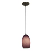 Foto para 11w Chianti E-26 A-19 LED Dry Location Oil Rubbed Bronze Purple Cloud Cord Glass Pendant (CAN 1.25"Ø5.25")