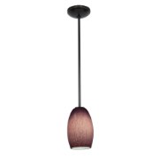 Foto para 11w Chianti E-26 A-19 LED Dry Location Oil Rubbed Bronze Purple Cloud Rod Glass Pendant (CAN 1.25"Ø5.25")