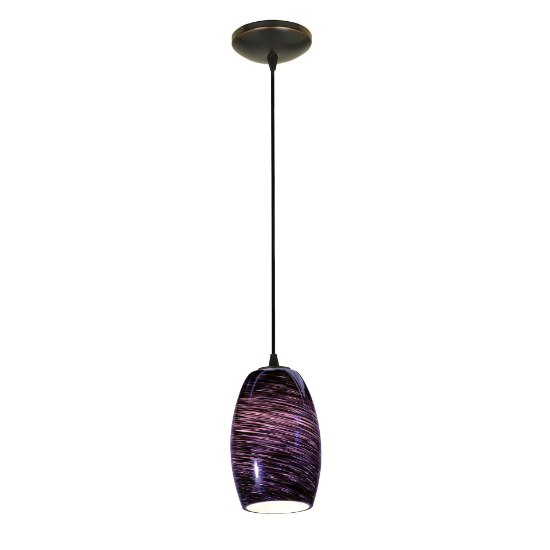 Foto para 12w Chianti SSL 90CRI LED Dry Location Oil Rubbed Bronze Purple Swirl Cord Glass Pendant (CAN 1.25"Ø5.25")