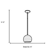 Foto para 11w (m) Japanese Lantern E-26 A-19 LED Dry Location Brushed Steel White Lined Rod Glass Pendant (CAN 1.25"Ø5.25")