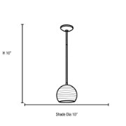 Foto para 12w (m) Japanese Lantern SSL 90CRI LED Dry Location Brushed Steel White Lined Cord Glass Pendant (CAN 1.25"Ø5.25")