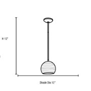 Foto para 11w (l) Japanese Lantern E-26 A-19 LED Dry Location Brushed Steel White Lined Rod Glass Pendant (CAN 1.25"Ø5.25")