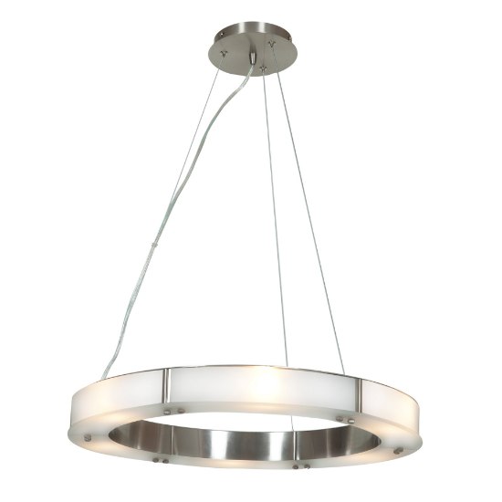Picture of 37w Oracle SSL 80CRI LED Dry Location Brushed Steel Frosted Cable Ring Glass Chandelier (CAN 1.75"Ø5.5")