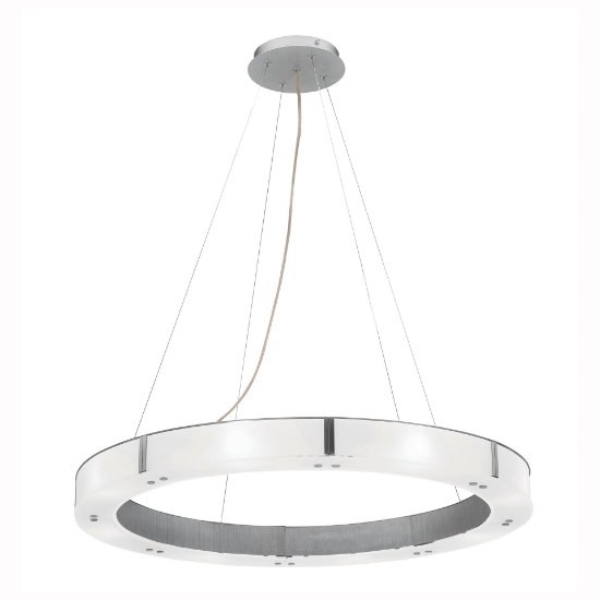 Foto para 50w Oracle SSL 80CRI LED Dry Location Brushed Steel Frosted Cable Ring Glass Chandelier (CAN 1"Ø5.5")