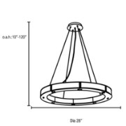 Picture of 50w Oracle SSL 80CRI LED Dry Location Brushed Steel Frosted Cable Ring Glass Chandelier (CAN 1"Ø5.5")