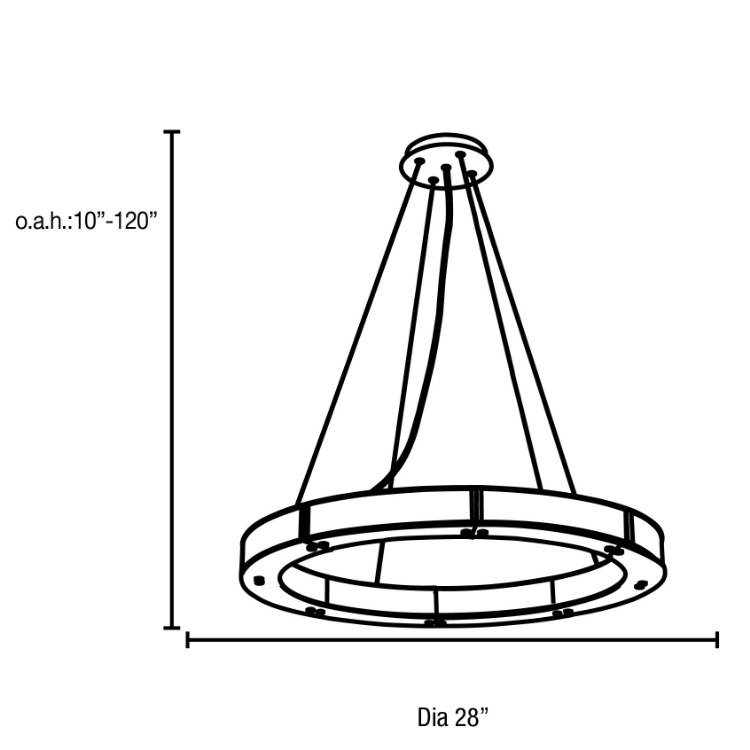 Foto para 50w Oracle SSL 80CRI LED Dry Location Brushed Steel Frosted Cable Ring Glass Chandelier (CAN 1"Ø5.5")