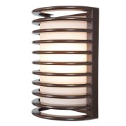 Picture of 18w Bermuda GU-24 Spiral Fluorescent Bronze Ribbed Frosted Marine Grade Wet Location Bulkhead (OA HT 10.5) (CAN 4.6"x4.6"x0.5")