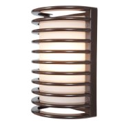 Foto para 18w Bermuda GU-24 Spiral Fluorescent Bronze Ribbed Frosted Marine Grade Wet Location Bulkhead (OA HT 10.5) (CAN 4.6"x4.6"x0.5")