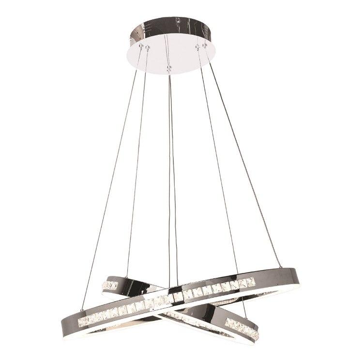 Foto para 72w Affluence SSL 80CRI LED Dry Location Chrome Clear Crystal Dimmable Led Dual Ring Pendant