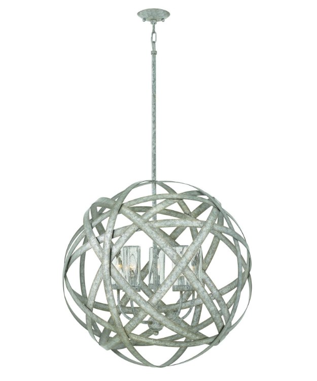 Foto para 300w (5 x 60w) Weathered Zinc Carson 27" Wide 5 Light Large Pendant