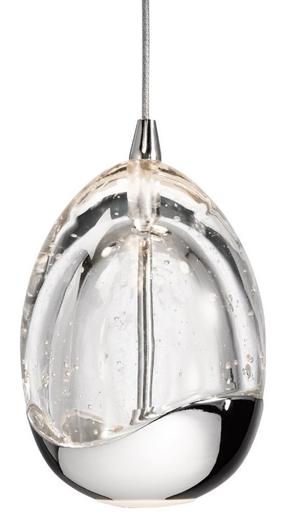 Foto para 289lm Lavinia K9 Bubble Crystal With Faceted Edge Chrome Integrated LED 1 Light Mini Pendant