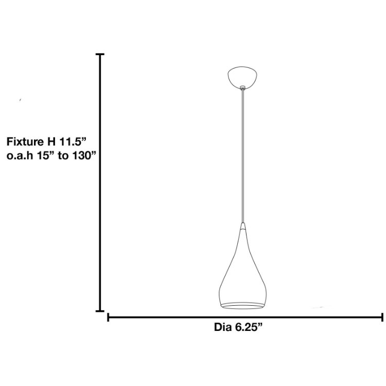 Foto para 75w 1100lm 27k Essence E-26 Incandescent Dry Location Rose Gold 1-Light Pendant (OA HT 130") (CAN 2.5"Ø4.5")