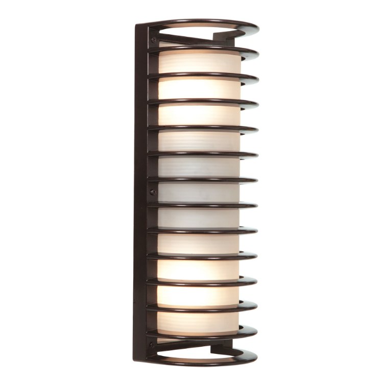 Foto para 9w (2 x 4.5) 1600lm 30k Bermuda E-26 Replaceable LED Bronze Ribbed Frosted Marine Grade Wet Location LED Bulkhead (CAN 7"x4.5"x0.5")