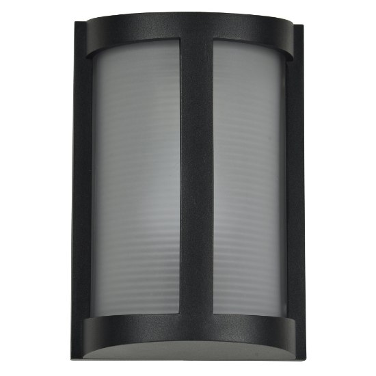 Picture of 60w 800lm 27k Pier E-26 Incandescent Black Ribbed Frosted Marine Grade Wet Location LED Wall Fixture