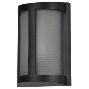 Foto para 60w 800lm 27k Pier E-26 Incandescent Black Ribbed Frosted Marine Grade Wet Location LED Wall Fixture