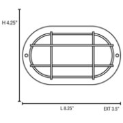 Foto para 9w 800lm 30k Nauticus E-26 Replaceable LED Black Frosted Wet Location LED Bulkhead 8.25"x4.25" (CAN 8"x4.4"x1")