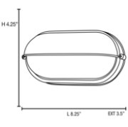 Foto para 9w 800lm 30k Nauticus E-26 Replaceable LED Satin Frosted Wet Location LED Bulkhead 8.25"x4.25" (CAN 8"x4.4"x1")