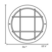 Foto para 9w 800lm 30k Nauticus E-26 Replaceable LED Black Frosted Wet Location LED Bulkhead Ø7" (CAN 1")