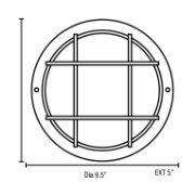 Foto para 9w 800lm 30k Nauticus E-26 Replaceable LED Black Frosted Wet Location LED Bulkhead Ø9.5" (CAN 1")