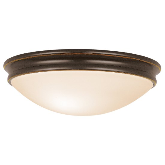 Foto para 10w (3 x 3.33333) 2400lm 30k Atom E-26 Replaceable LED Damp Location Oil Rubbed Bronze Opal Dimmable LED Flush Mount (CAN 1.6")