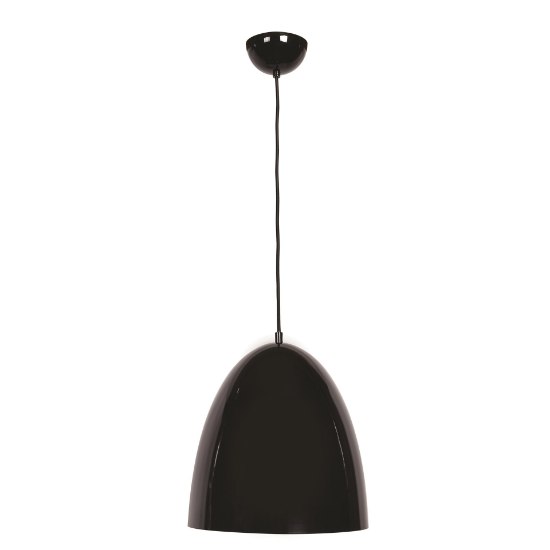 Picture of 60w 800lm 27k Nostalgia E-26 Incandescent Dry Location Shiny Black White 1-Light Pendant 12"Ø12" (OA HT 133")