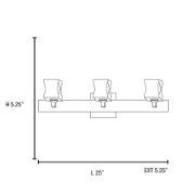 Foto para 4.5w (3 x 1.5) 1350lm 30k Glas_e Dimmable G9 Replaceable LED Damp Location Chrome Frosted and Clear 3-Light Square Crystal LED Wall & Vanity Fixture (CAN 25"x1.5"x1")