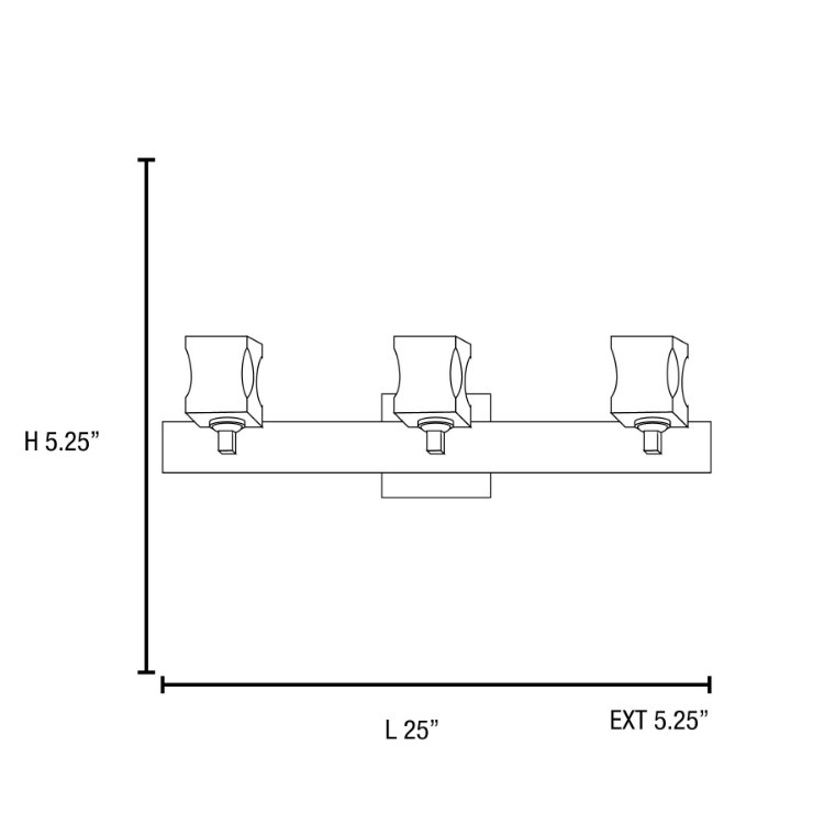 Foto para 4.5w (3 x 1.5) 1350lm 30k Glas_e Dimmable G9 Replaceable LED Damp Location Chrome Frosted and Clear 3-Light Square Crystal LED Wall & Vanity Fixture (CAN 25"x1.5"x1")