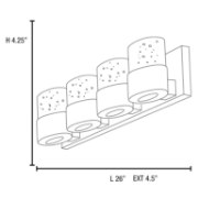 Picture of 4.5w (4 x 1.125) 1800lm 30k Bubbles Dimmable G9 Replaceable LED Damp Location Chrome Clear Solid Crystal 4-Light LED Vanity with OPL glass downlight (CAN 26"x4.25"x0.9")