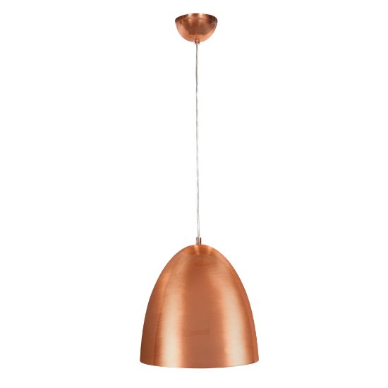 Foto para 60w 800lm 27k Essence E-26 Incandescent Dry Location Brushed Copper Copper Dome Pendant 12"Ø11.75" (OA HT 132") (CAN Ø4.8")