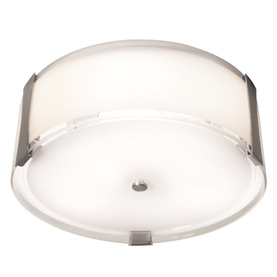 Foto para 10w (3 x 3.33333) 2400lm 30k Tara E-26 Replaceable LED Damp Location Brushed Steel Opal Dimmable LED Flush Mount 4.75"Ø14" (CAN 0.75")