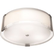 Foto para 10w (3 x 3.33333) 2400lm 30k Tara E-26 Replaceable LED Damp Location Brushed Steel Opal Dimmable LED Flush Mount 4.75"Ø18" (CAN 0.9")