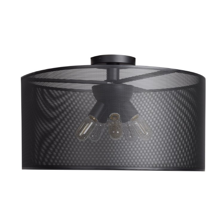 Foto para 5w (5 x 1) 1900lm 22k Epic Dimmable E-26 Replaceable LED Damp Location Black Round Semi-Flush 12"Ø23.6"
