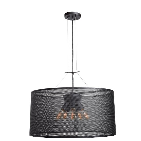 Picture of 60w (6 x 10) 4800lm 27k Epic E-26 Incandescent Damp Location Black Round Pendant (OA HT 135")