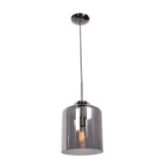 Foto para 60w 800lm 27k Simplicite E-26 Incandescent Damp Location Black Chrome Mirror Smoked Glass Pendant 12.2"Ø9.5" (OA HT 133") (CAN 1.5"Ø5")