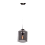 Foto para 60w 800lm 27k Simplicite E-26 Incandescent Damp Location Black Chrome Mirror Smoked Glass Pendant 12.2"Ø9.5" (OA HT 133") (CAN 1.5"Ø5")