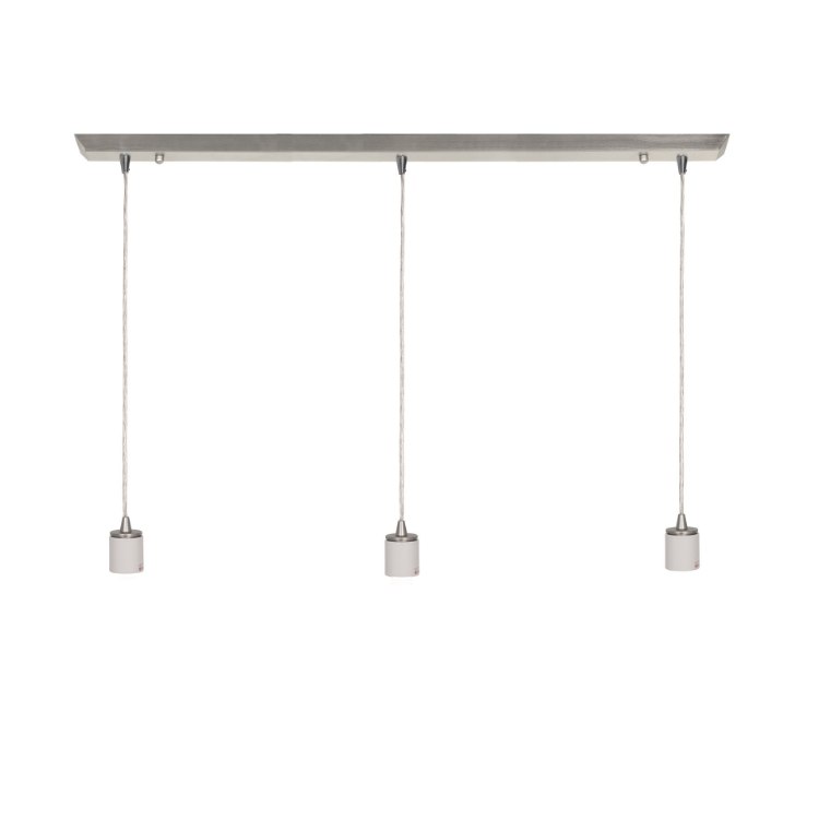 Foto para 10w (3 x 3.33333) 2400lm 30k Trinity Dimmable E-26 Replaceable LED Dry Location Brushed Steel 3-Light Bar Pendant Assembly (OA HT 120") (CAN 4.5")