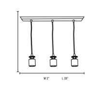 Foto para 10w (3 x 3.33333) 2400lm 30k Trinity Dimmable E-26 Replaceable LED Dry Location Brushed Steel 3-Light Bar Pendant Assembly (OA HT 120") (CAN 4.5")