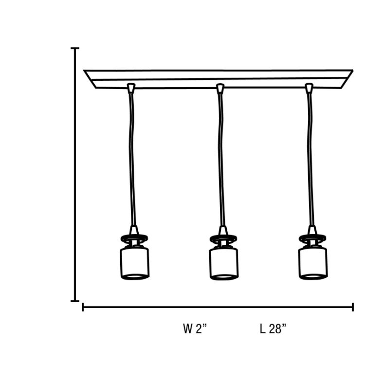 Foto para 10w (3 x 3.33333) 2400lm 30k Trinity Dimmable E-26 Replaceable LED Dry Location Oil Rubbed Bronze 3-Light Bar Pendant Assembly (OA HT 120") (CAN 4.5")