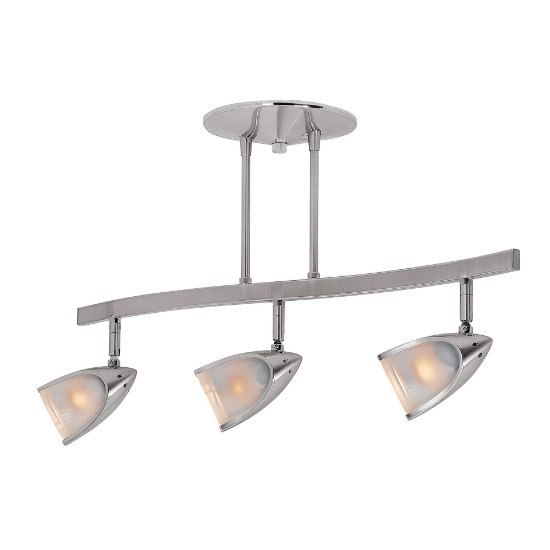 Foto para 5w (3 x 1.66667) 750lm 30k Comet GU-10 Replaceable LED Dry Location Brushed Steel Opal 3-Light Dimmable LED Semi-Flush (CAN 1.1")