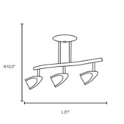 Foto para 5w (3 x 1.66667) 750lm 30k Comet GU-10 Replaceable LED Dry Location Brushed Steel Opal 3-Light Dimmable LED Semi-Flush (CAN 1.1")