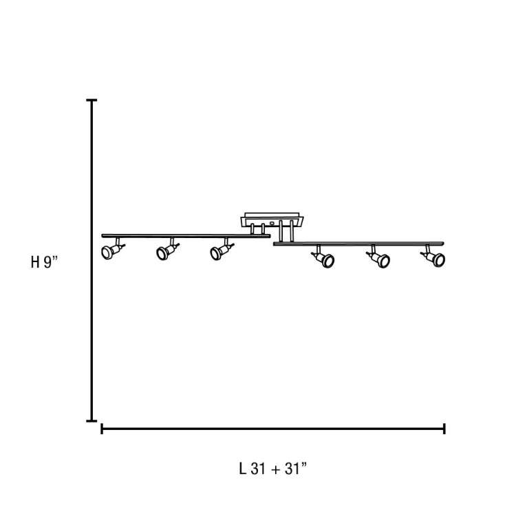 Foto para 5w (6 x 0.833333) 2280lm 30k Viper GU-10 Replaceable LED Dry Location Brushed Steel 6-Light Dimmable LED Off-Set Semi-Flush (CAN 6"x11")