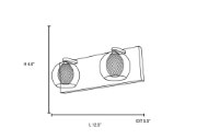 Picture of 4.5w (2 x 2.25) 900lm 30k Aeria G9 Replaceable LED Damp Location Chrome Clear 2-Light Dimmable LED Metal Foil in Glass Vanity (CAN 12.5"x4.6"x0.9")