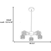 Picture of 4.5w (5 x 0.9) 2250lm 30k Glam G9 Replaceable LED Dry Location Chrome Mirror 5-Light Dimmable LED Chandelier (OA HT 50.5")