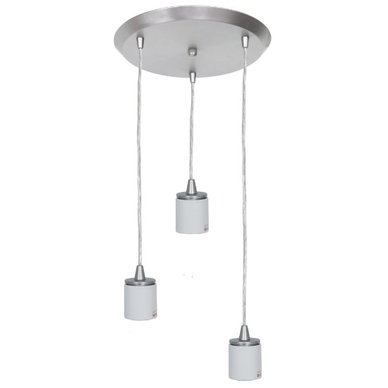 Picture of 18w (3 x 6) 2600lm 29k Circ GU-24 Flourescent Dry Location Brushed Steel Round Pendant Assembly (OA HT 132") (CAN 1")