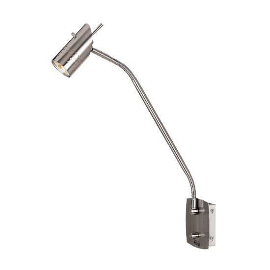 Picture of 5w 250lm 30k Odyssey GU-10 Replaceable LED Dry Location Brushed Steel Dimmable LED Wall Mounted Task Lamp with on/off Switch (CAN 4.9"x4.9"x0.75")