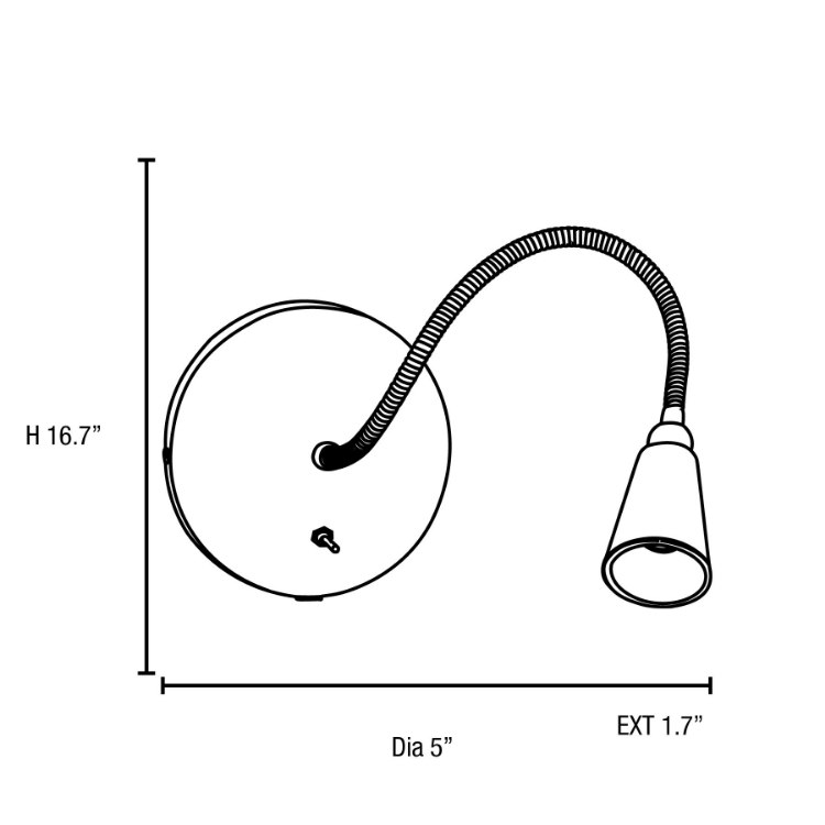 Foto para 1w 65lm 47k LED SSL Dedicated LED Dry Location Brushed Steel Gooseneck Wall Lamp (CAN 0.9")